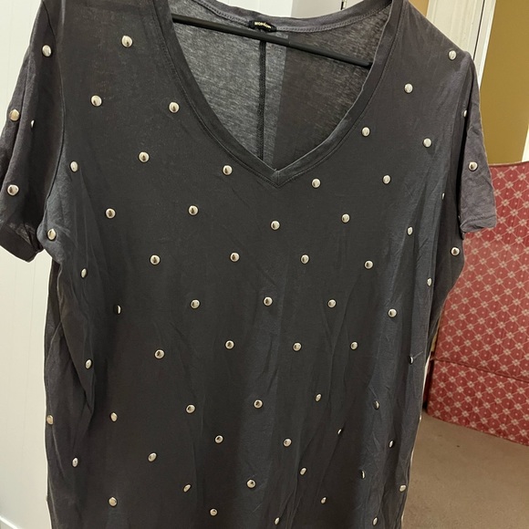 Size small studded tee shirt. Dark gray. Monrow brand. - Picture 1 of 5